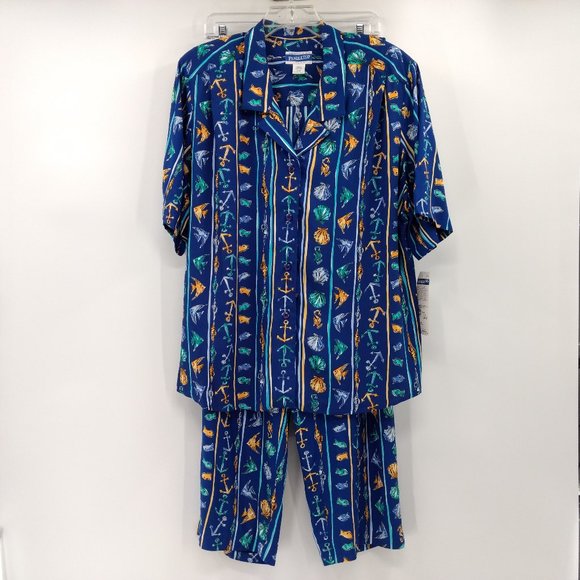 PENDLETON Plus Top 18W Pants 16W‎ Rayon Women's Nautical Lightweight Separates - Picture 1 of 14